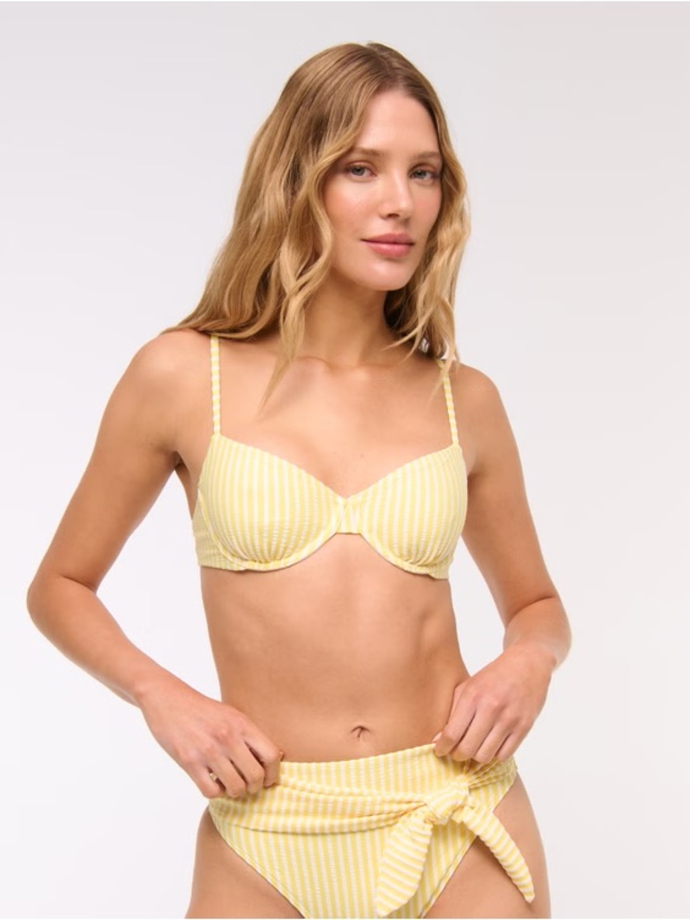 Abercrombie & Fitch Yellow Striped Underwire Bikini Top XL